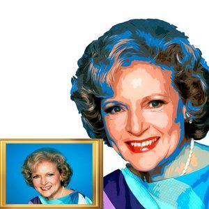 Young Betty White Realistic Digital Cartoon Vector Portrait #2